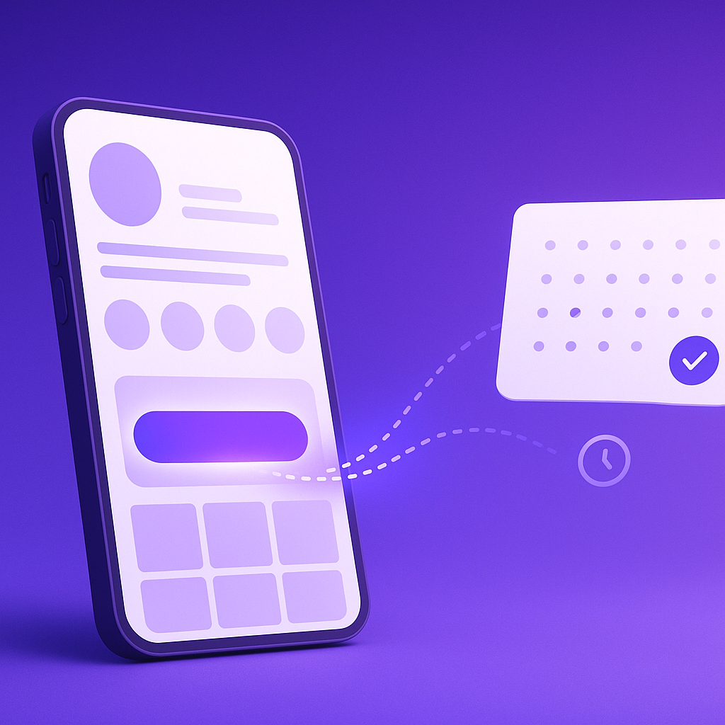 Smartphone com perfil social e destaque para link de agendamento